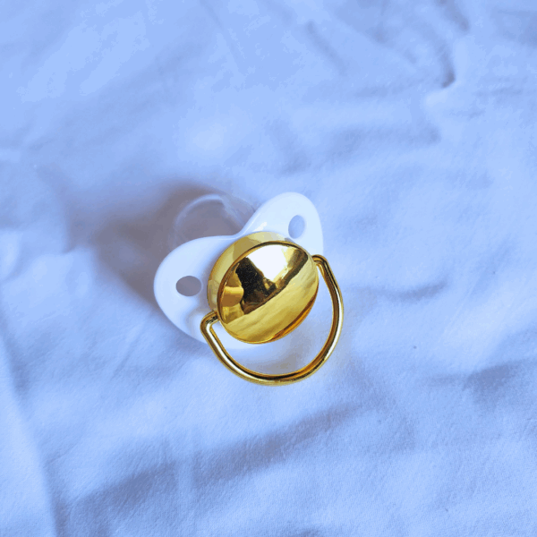 White & Gold Shiny Small Shield Paci