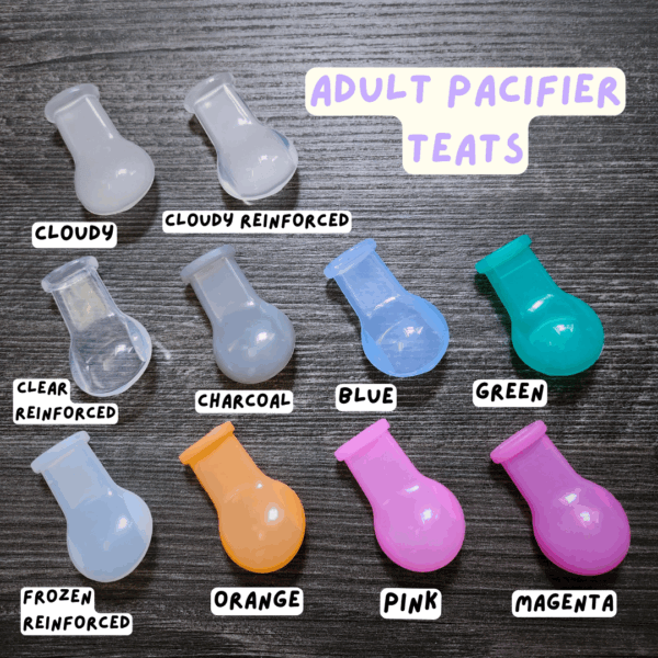 All Adult Pacifier Teats Labelled