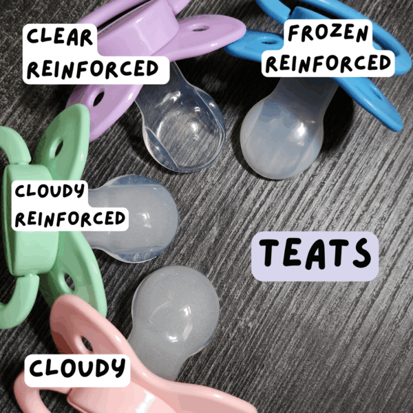 Non-coloured Adult Pacifier Teats Labelled